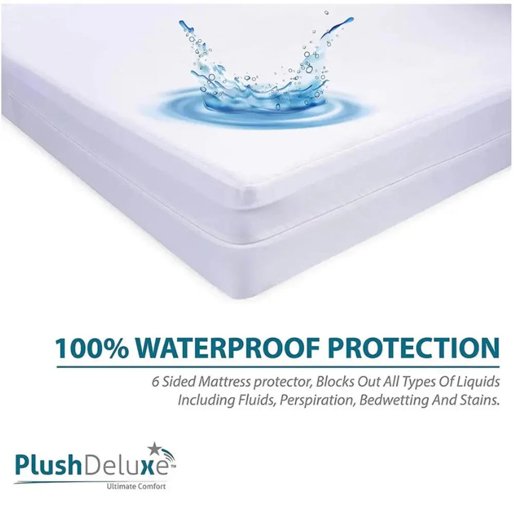 Plush Deluxe Cotton Terry Zippered Mattress Encasement - Queen 9-12